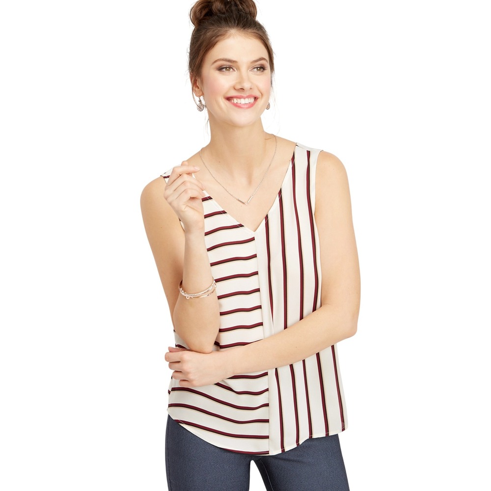 Sunday in Brooklyn Striped Sleeveless‎ Blouse Top XS Evereve NWT Ivory Red Black